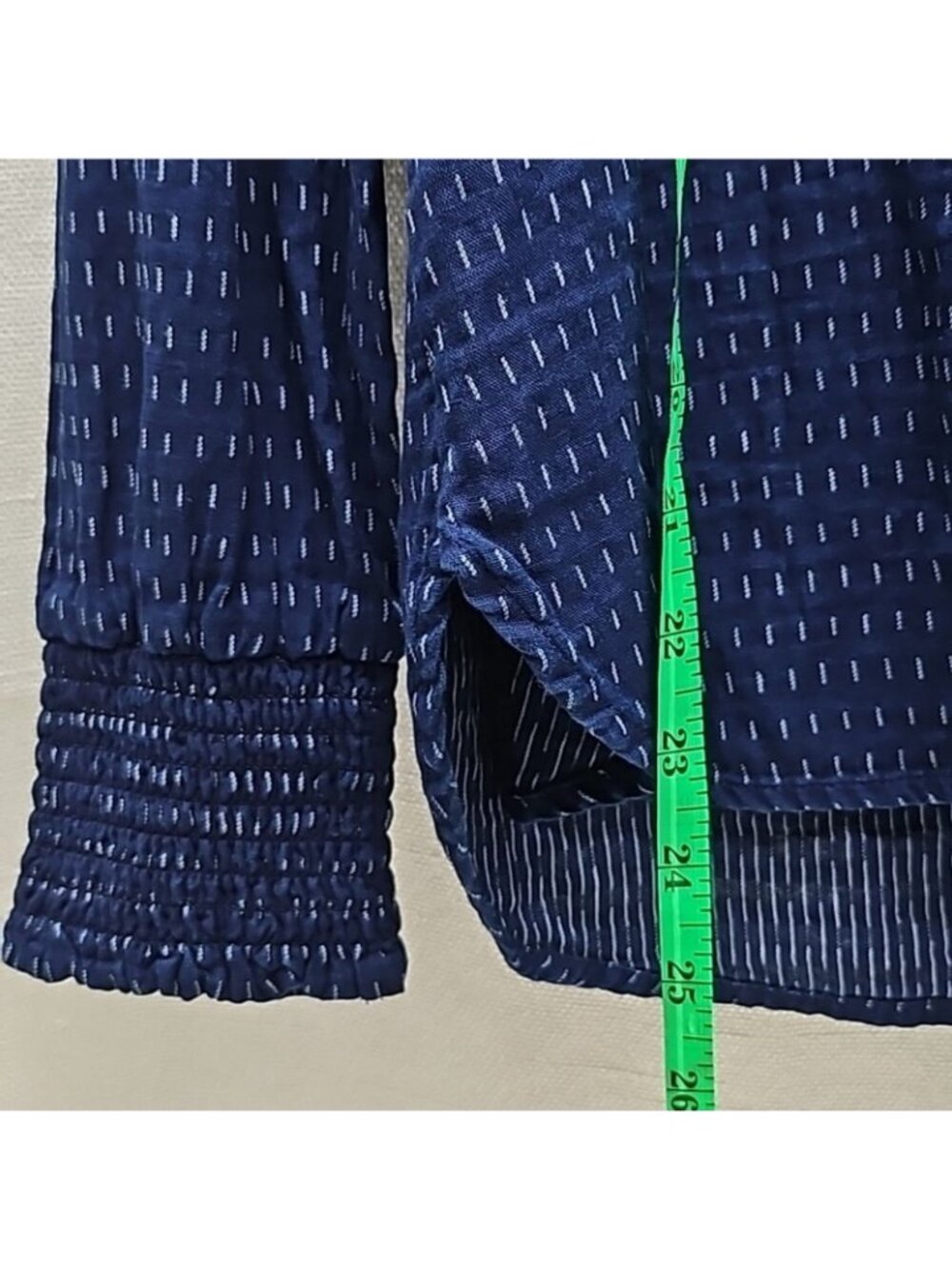 LOFT Womens Large Ruffle Prairie Victorian Cottagecore Navy Cotton Button Front - Picture 3 of 10